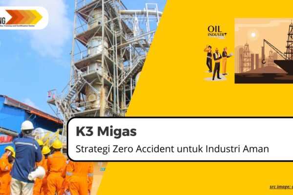 Ilustrasi keselamatan kerja K3 Migas di lapangan minyak dan gas