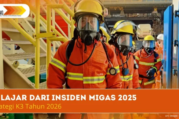 Infografis 5 penyebab terbanyak insiden migas 2025 dan solusi preventif strategi K3 tahun 2026.