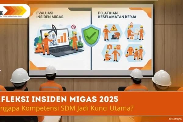 Ilustrasi evaluasi insiden migas 2025 dan pelatihan keselamatan kerja Petro Training Asia