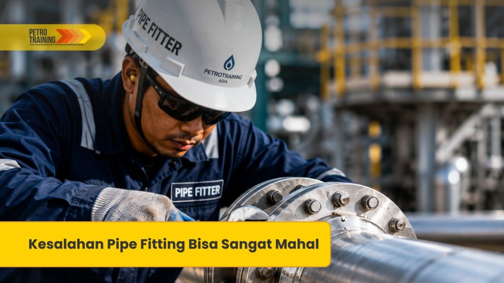 Praktik pemasangan pipa dalam pelatihan Pipe Fitter BNSP