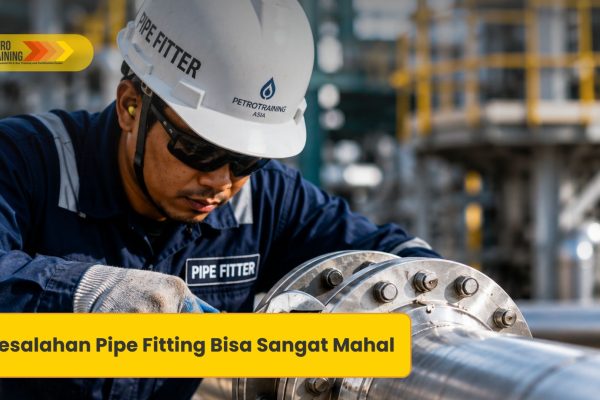 Praktik pemasangan pipa dalam pelatihan Pipe Fitter BNSP