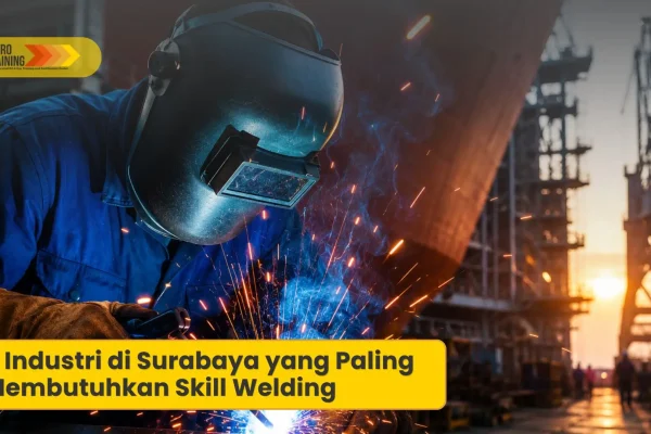 welder bersertifikasi bnsp sedang mengelas pipa industri
